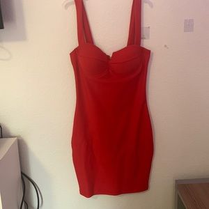 Red fitted mini dress